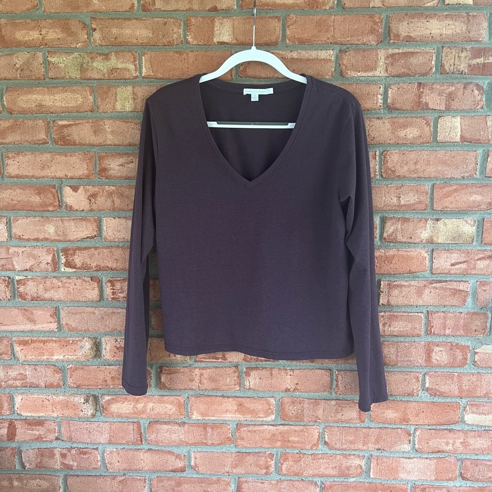 Threads 4 Thought brand  Burgundy Ada Tri-Blend V-Neck Long Sleeve Top, L